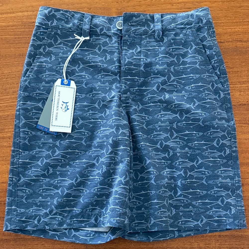 Southern Tide Navy Fish-Print Shorts